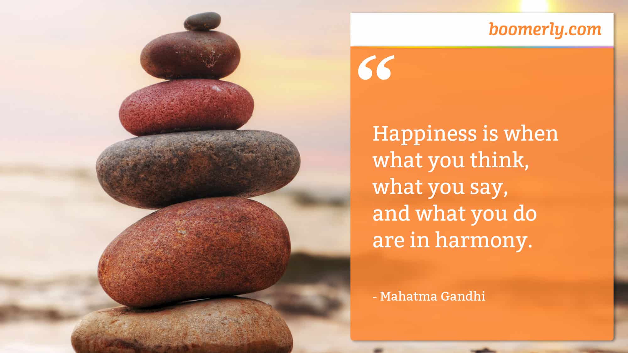 “Happiness is when what you think, what you say, and what you do are in harmony.” - Mahatma Gandhi