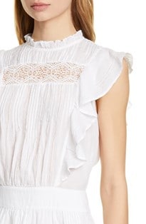 Armoire Pintuck Pleated Ruffle Sleeve Mini-Dress