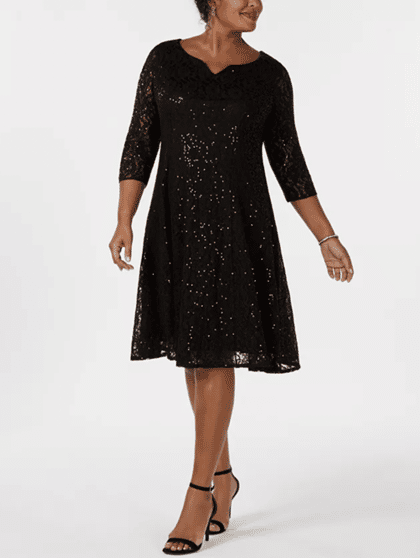 Plus Size Sequined Lace Dress at Macy’s
