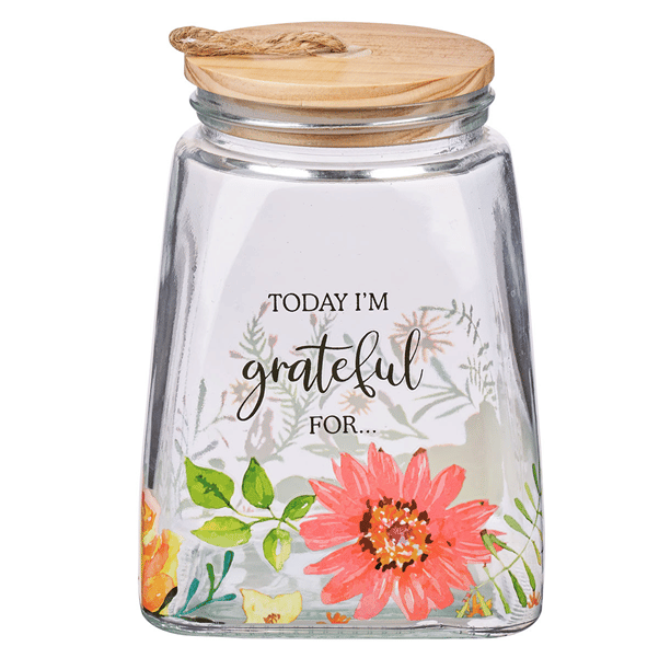 Today I'm Grateful for Orange Daisy Glass Gratitude Jar with Cards