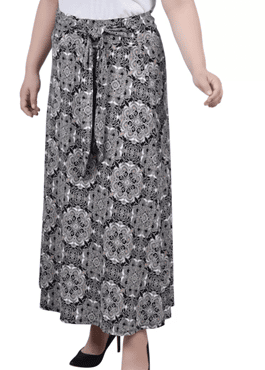 NY COLLECTION Plus Size Maxi with Sash Waist Tie Skirt
