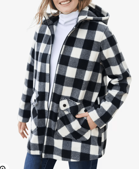 Plus-Size Hooded Fleece Coat