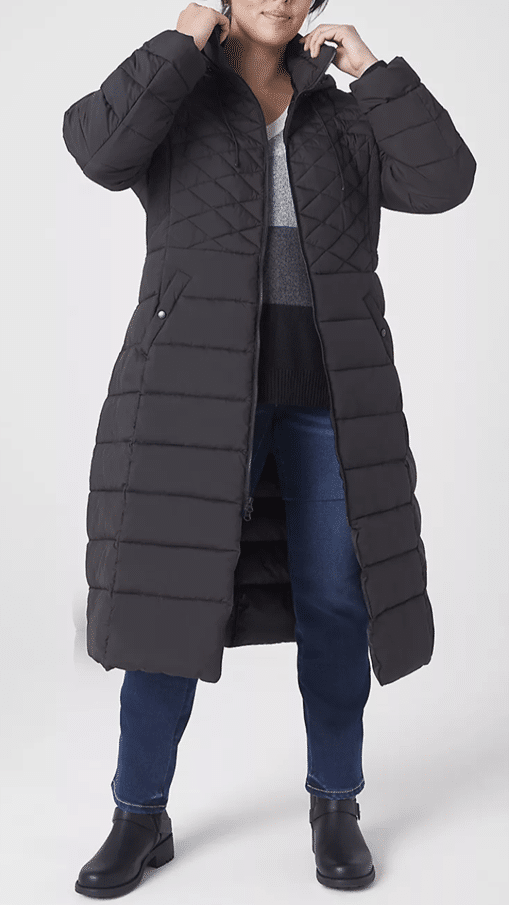 Plus-Size Maxi Puffer with Hood
