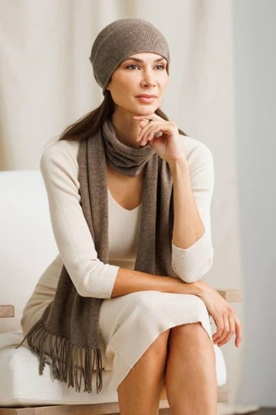 Fisher’s Finery Cashmere Slouchy Beanie & Knit Scarf Set