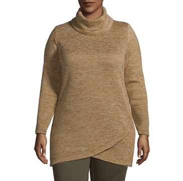 Lands’ End Plus Size Sweater Fleece Tunic Cowl Neck Pullover