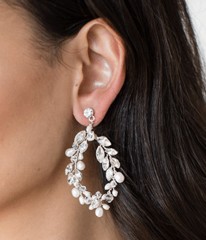 crystal and freshwater pearl wreath earrings