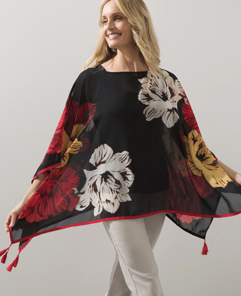Floral East West Poncho