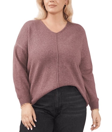 Vince Camuto Plus Size Cozy V-Neck Long Sleeve Sweater