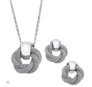 CHARTER CLUB Silver-Tone Twisted Knot Pendant Necklace and Earrings Set from Macy’s