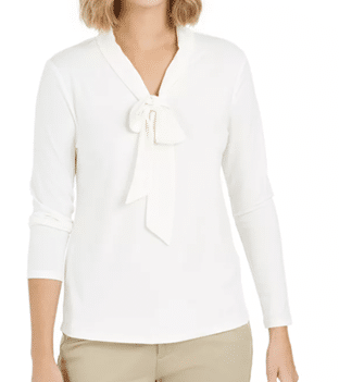 CHARTER CLUB Tie Neck Top from Macy's