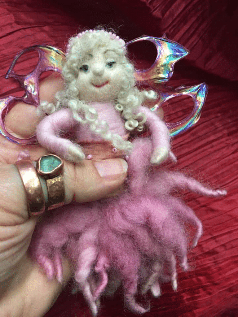 Needle felted fairy with Angelina film wings Enter the Wildwoods