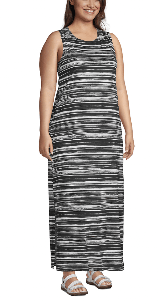 Plus Size Cotton Jersey Sleeveless Swim Cover-up Maxi Dress at Land’s End