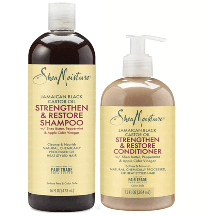 Shea Moisture Shampoo and Conditioner Set, Jamaican Black Castor Oil Strengthen & Restore
