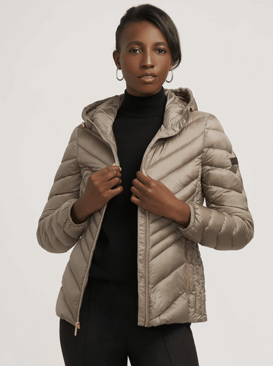 Chevron Packable Puffer Jacket from Anne Klein