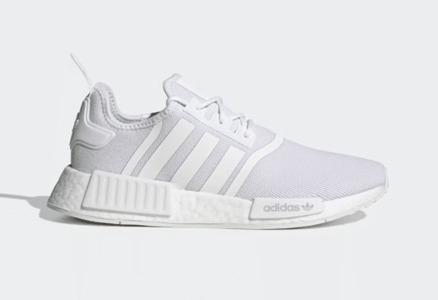 Adidas NMD_R1 SHOES, made with a yarn that features 50% recycled polyester and 50% Parley Ocean Plastic.