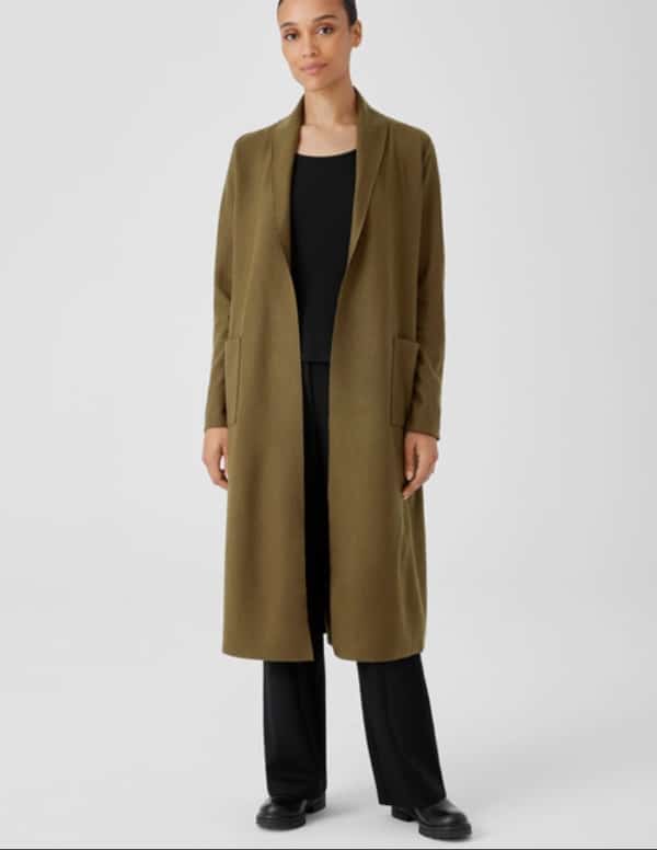 Boiled Wool Jersey High Collar Jacket at Eileen Fisher
