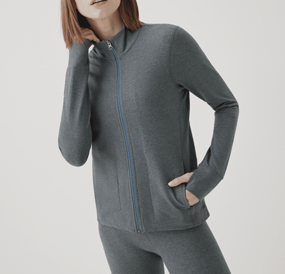 Pact On The Go-To Slim Zip Up, made with Organic Cotton in a Fair Trade Factory.