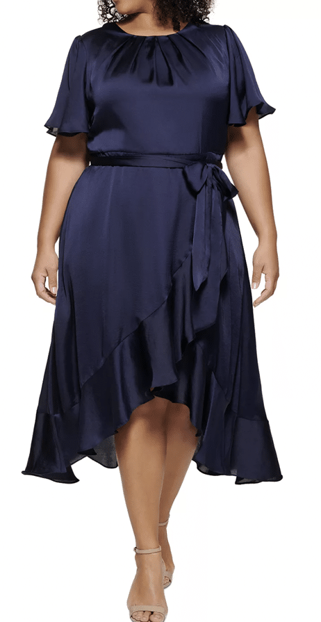 JESSICA HOWARD Plus Size Flutter-Sleeve Midi Dress from Macy’s