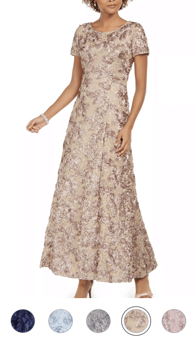 ALEX EVENINGS Rosette A-Line Gown from Macy’s