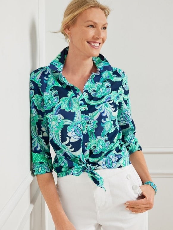 Cotton Button Front Shirt – Charming Floral
