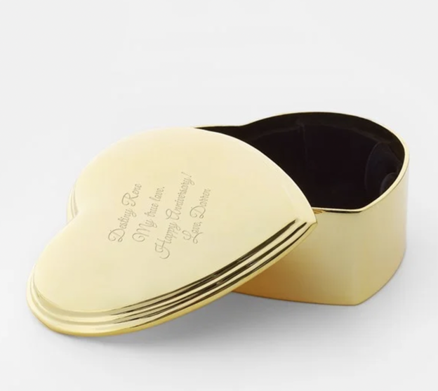 Engraved Golden Heart Keepsake Box
