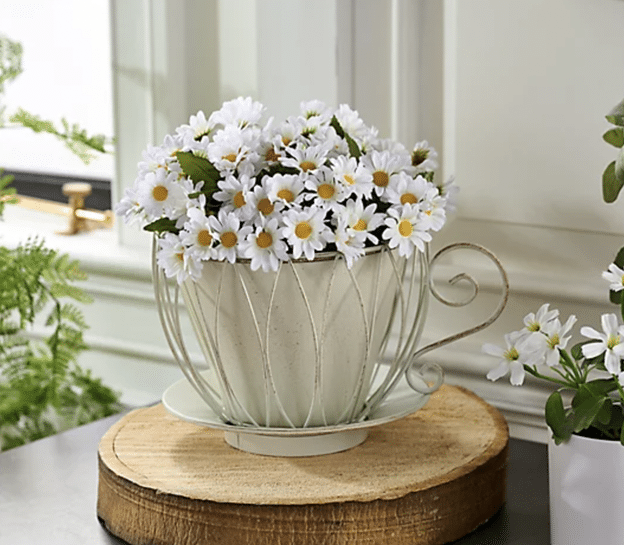 Indoor/Outdoor Metal Teacup Flower Pot by Valerie