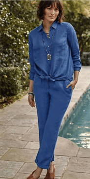 Relaxed Linen Straight Leg Pant Suit