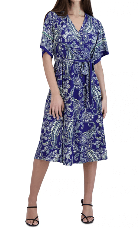SANDRA DARREN Paisley-Print Fit & Flare Dress at Macy’s